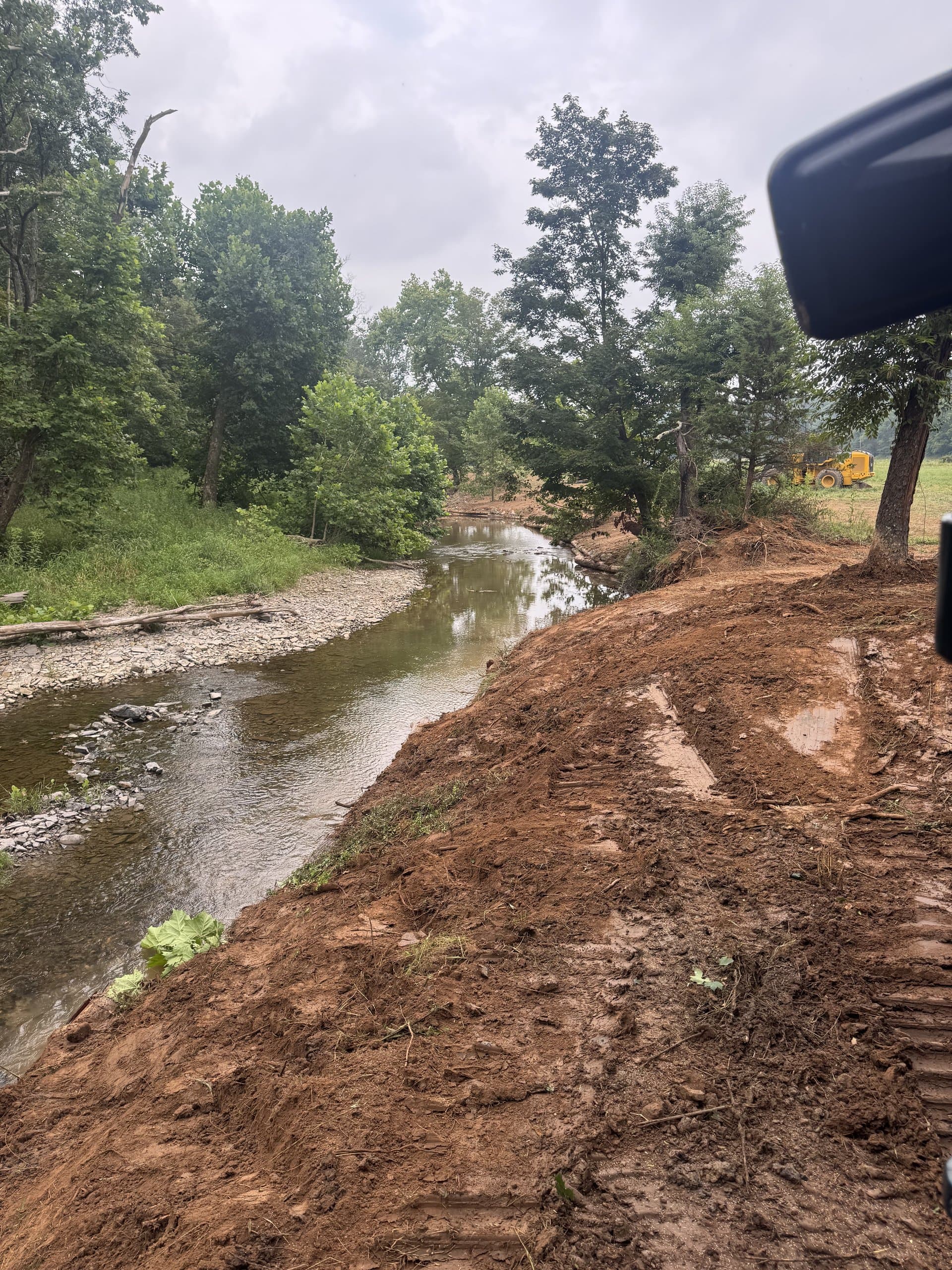Restored stream channel with new grass coming in along the banks