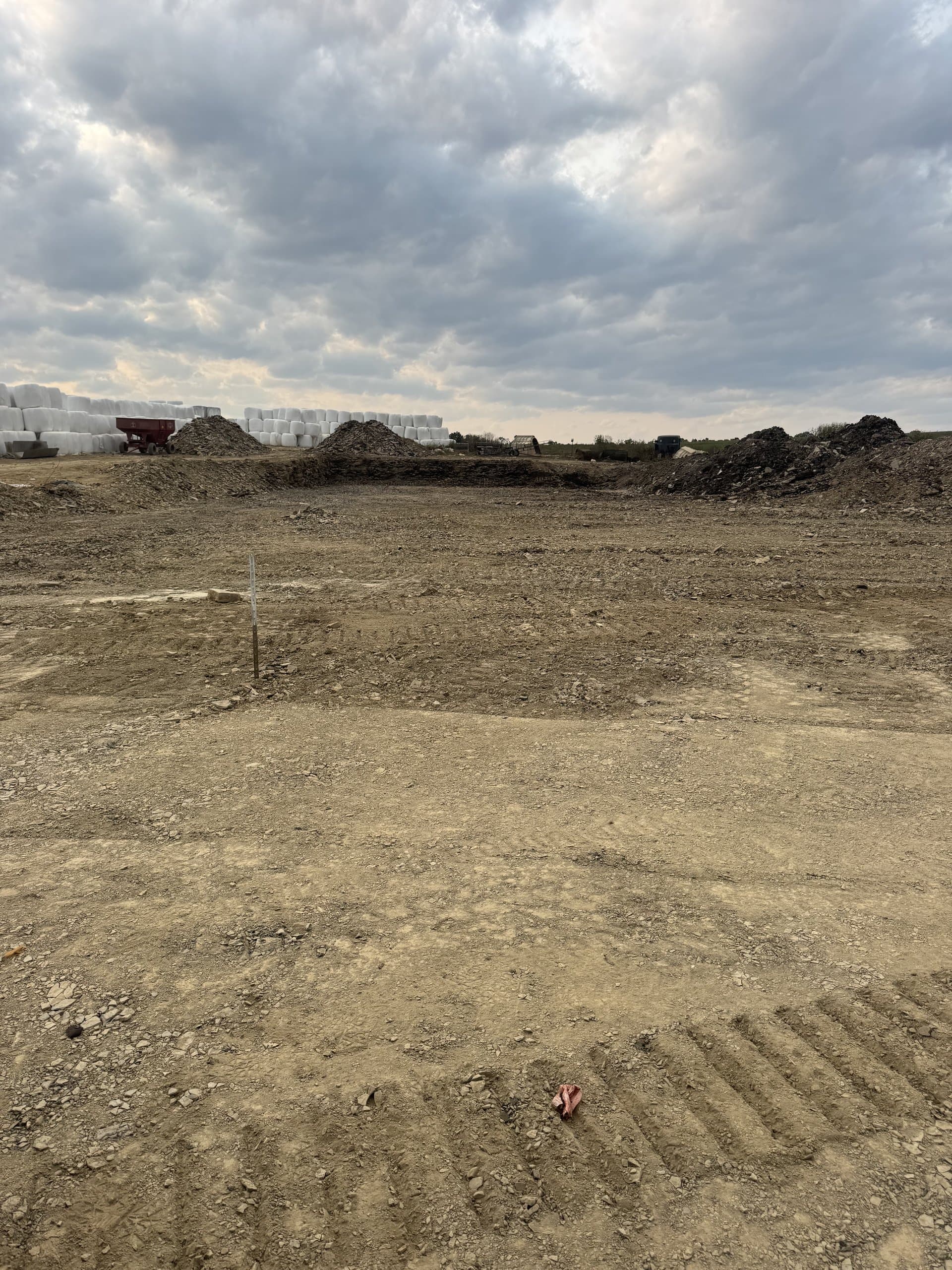 Wide site cut, graded, and contoured